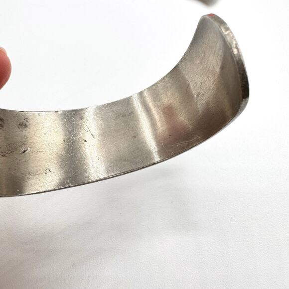 Kirk Stieff Pewter Cuff Bracelet Etched Flowers Vines Scrolls Signed Cottagecore - Picture 11 of 16